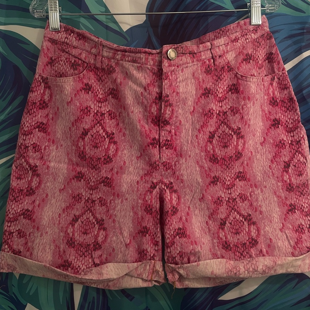 Pink Snake Print Women Shorts
